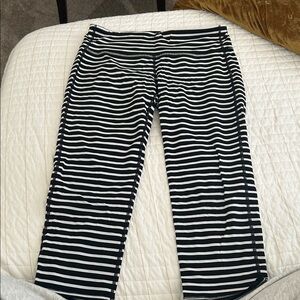 Athleta Striped Black and White Leggings